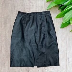 Vintage Phoenix Skirt Women's Size 10 Plain Black 100% Leather Biker Moto Punk